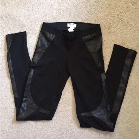 New Helmut Lang lamb leather panel knit bondage patch stretch moto legging pants - Picture 3 of 7